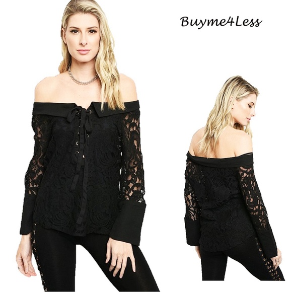 Black Victorian Gothic Steampunk Off Shoulder Top - Picture 1 of 8